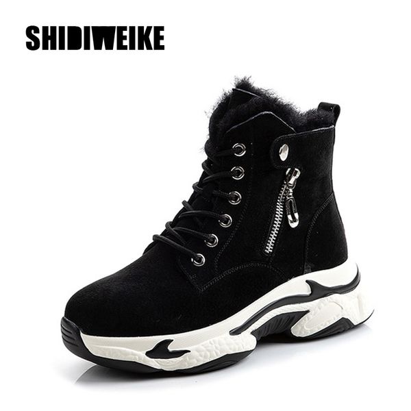 wool snow boots women genuine leather round toe lace-up platform winter ladies ankle boots shoes handmade j991, Black
wool snow boots women genuine leather round toe lace-up platform winter ladies ankle boots shoes handmade j991, Black