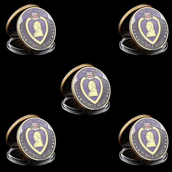 5pcs usa 1782-1932 purple heart reward superior military soldier medal gold plated challenge coin art collectible lot
5pcs usa 1782-1932 purple heart reward superior military soldier medal gold plated challenge coin art collectible lot