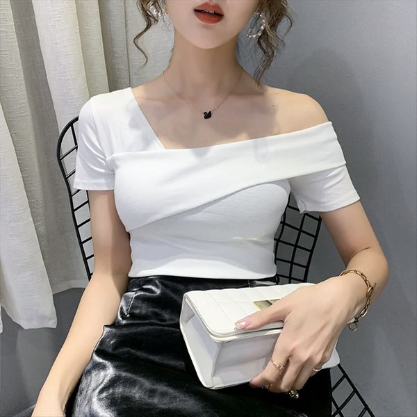 2020 women's slim shoulder clavicle tight short sleeve solid color 2020 women's slim shoulder clavicle tight short sleeve t-shirt, White
2020 women's slim shoulder clavicle tight short sleeve solid color 2020 women's slim shoulder clavicle tight short sleeve t-shirt, White