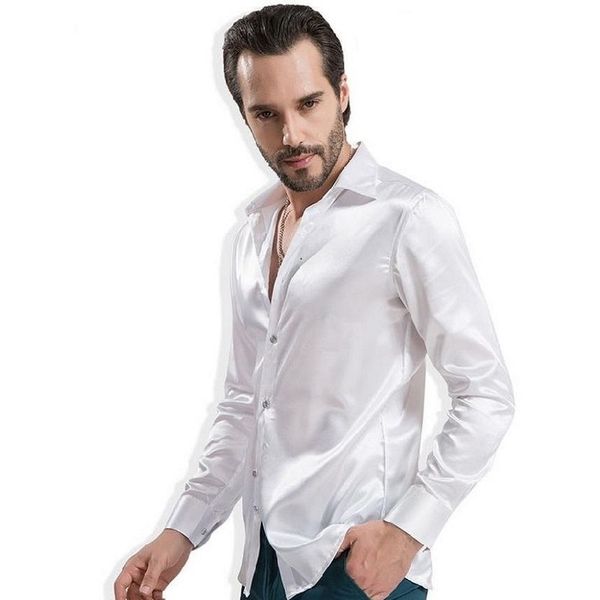new 2019 leisure brand clothing high-grade emulation silk long sleeve shirts men's casual shirt shiny satin camisa white black
new 2019 leisure brand clothing high-grade emulation silk long sleeve shirts men's casual shirt shiny satin camisa white black