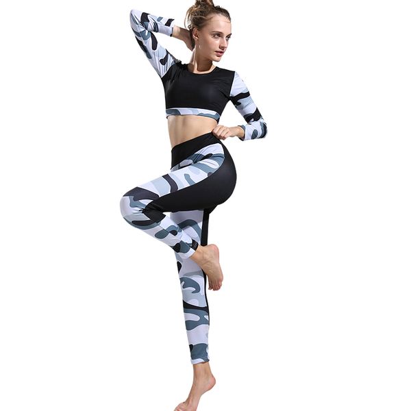 women yoga camouflage training long sleeve sport +long slim elastic leggings set fk88, White;red
women yoga camouflage training long sleeve sport +long slim elastic leggings set fk88, White;red