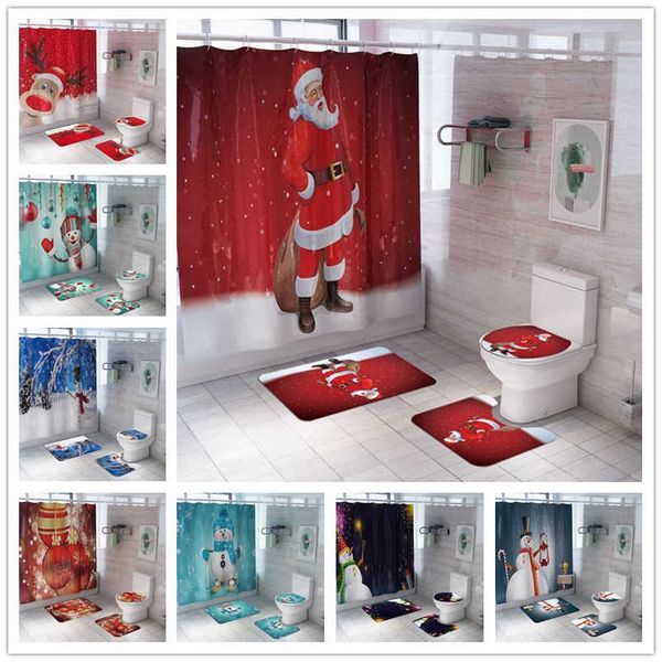 4pcs merry christmas bathroom set snowman santa claus elk pattern waterproof shower curtain toilet cover mat non slip rug home decor
4pcs merry christmas bathroom set snowman santa claus elk pattern waterproof shower curtain toilet cover mat non slip rug home decor