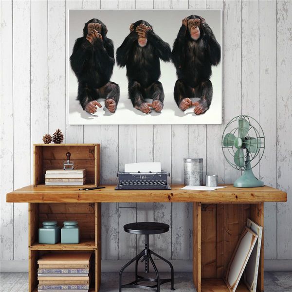 modern handpainted & hd print funny animals three gorillas oil painting on canvas home decor wall art multi sizes a83 
modern handpainted & hd print funny animals three gorillas oil painting on canvas home decor wall art multi sizes a83