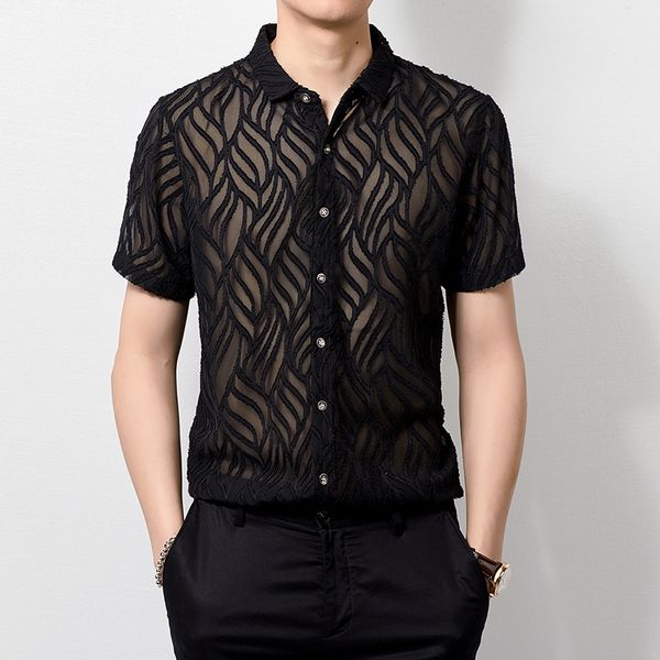 men's casual shirts solid color business velvet high-end short sleeve shirt summer quality hollow breathable luxury thin men -xxxl, White;black
men's casual shirts solid color business velvet high-end short sleeve shirt summer quality hollow breathable luxury thin men -xxxl, White;black