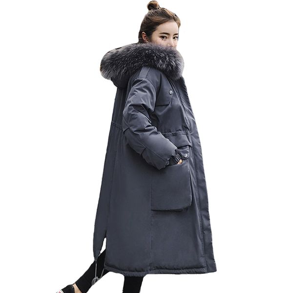 women's down & parkas winter jacket women loose ovesize hooded with fur outwear female coat long two big pocket parka abrigos mujer inv, Black
women's down & parkas winter jacket women loose ovesize hooded with fur outwear female coat long two big pocket parka abrigos mujer inv, Black