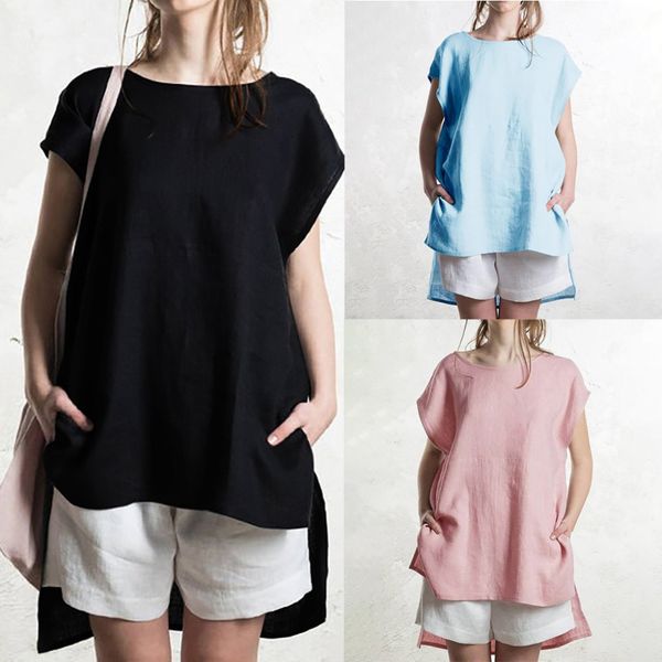 women blouse casual o neck short sleeve loose girl linen solid irregular casual shirt female solid girl clothing fashion l*5, White
women blouse casual o neck short sleeve loose girl linen solid irregular casual shirt female solid girl clothing fashion l*5, White