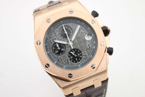 42mm royal oak offshore grey dial gold case mens watch fine workmanship man watches quartz gorgeous wristwatches with working subdials, Slivery;brown
42mm royal oak offshore grey dial gold case mens watch fine workmanship man watches quartz gorgeous wristwatches with working subdials, Slivery;brown