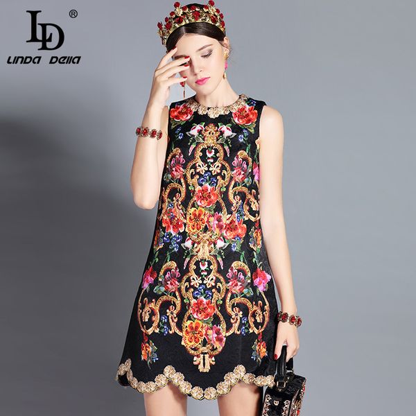 ld linda della 2019 autumn fashion runway dress women's sleeveless tank retro crystal beading floral print mini vintage dress, Black;gray
ld linda della 2019 autumn fashion runway dress women's sleeveless tank retro crystal beading floral print mini vintage dress, Black;gray