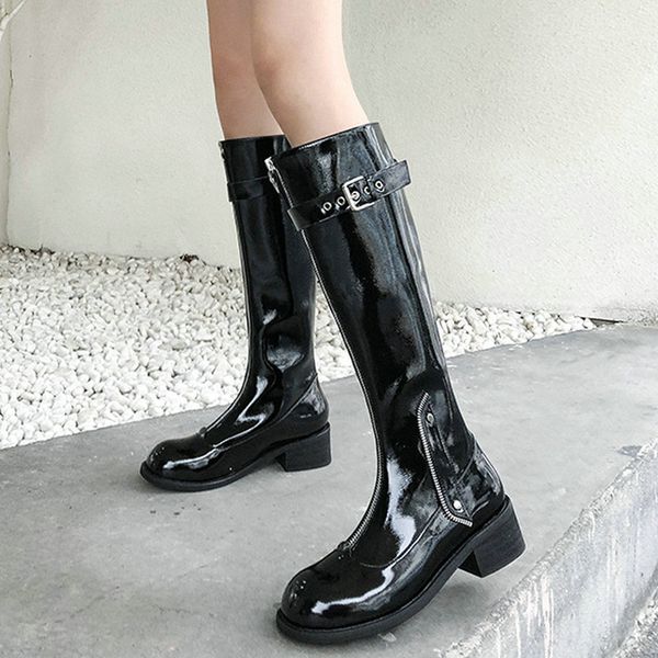 eshtonshero spring autumn knee high boots women fashion white square med heels woman patent leather shoes blue winter size 3-11, Black
eshtonshero spring autumn knee high boots women fashion white square med heels woman patent leather shoes blue winter size 3-11, Black