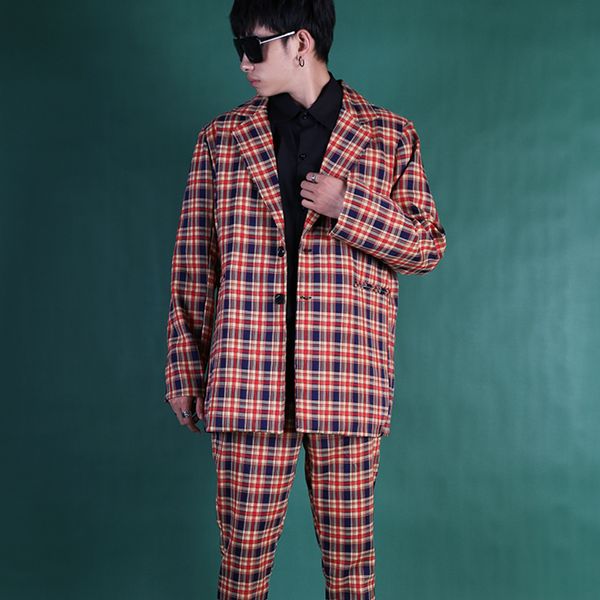 restore red custom fashion hip hop blazer coat dj singer stage clothing vintage plaid suit jacket male high street men, White;black
restore red custom fashion hip hop blazer coat dj singer stage clothing vintage plaid suit jacket male high street men, White;black