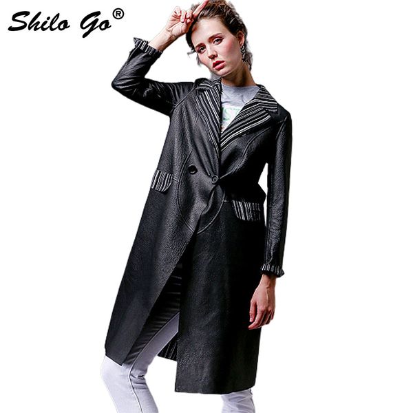 shilo go leather trench womens autumn fashion sheepskin genuine leather long coat striped lapel cuff double breasted slim waist, Tan;black
shilo go leather trench womens autumn fashion sheepskin genuine leather long coat striped lapel cuff double breasted slim waist, Tan;black