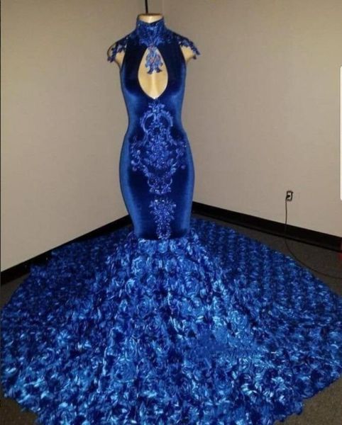 blue mermaid prom dresses high neck capped lace appliques rose flower sweep train party gowns women luxury fashion evening dresses, Black
blue mermaid prom dresses high neck capped lace appliques rose flower sweep train party gowns women luxury fashion evening dresses, Black