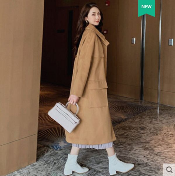 women's autumn winter pure color long coat female vintage single breasted loose slim outware chic blouse tb3460, Black
women's autumn winter pure color long coat female vintage single breasted loose slim outware chic blouse tb3460, Black