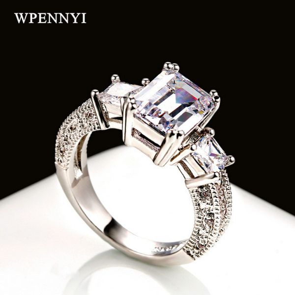 Classic Vintage Style White Gold Color Rectangle Clear Zirconia Luxury Woman Finger Wedding Ring Wholesale Christmas Gift
Classic Vintage Style White Gold Color Rectangle Clear Zirconia Luxury Woman Finger Wedding Ring Wholesale Christmas Gift
