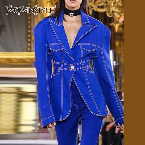 twotwinstyle casual women blazer notched collar long sleeve tunic elegant suits for female fashion summer 2020 clothing tide, White;black
twotwinstyle casual women blazer notched collar long sleeve tunic elegant suits for female fashion summer 2020 clothing tide, White;black