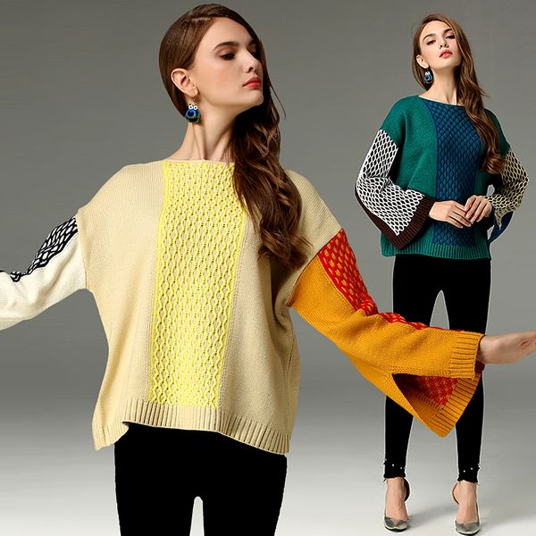 fashion runway designer autumn new style women sweater women o neck colorful patchwork pullover knitted sweater sl569, White;black
fashion runway designer autumn new style women sweater women o neck colorful patchwork pullover knitted sweater sl569, White;black