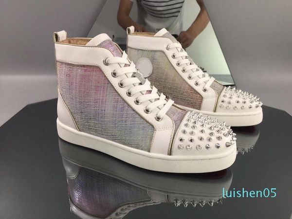 designer sneaker red bottom shoes for men women spikes high flat genuine leather sneaker studs safeguard the toe party wedding shoe al05, Black
designer sneaker red bottom shoes for men women spikes high flat genuine leather sneaker studs safeguard the toe party wedding shoe al05, Black