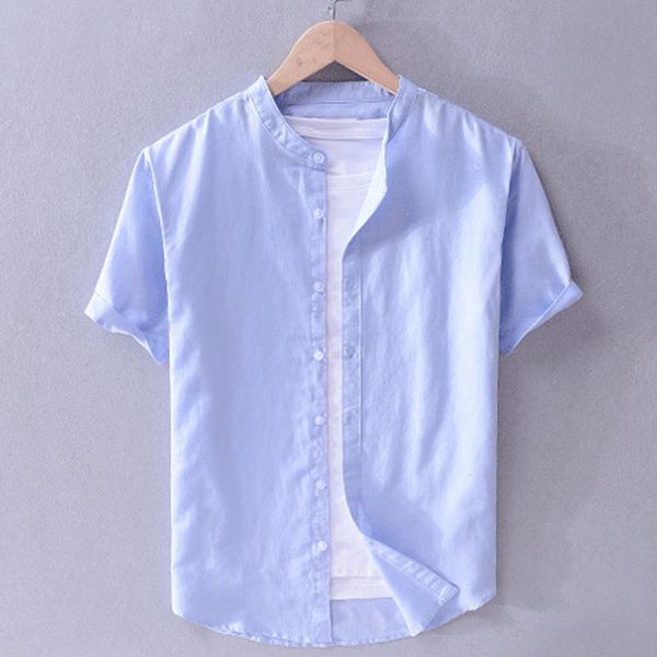 2020 summer brand men's short sleeve linen shirts casual stand-collar solid color mens shirts fashion slim mens, White;black
2020 summer brand men's short sleeve linen shirts casual stand-collar solid color mens shirts fashion slim mens, White;black