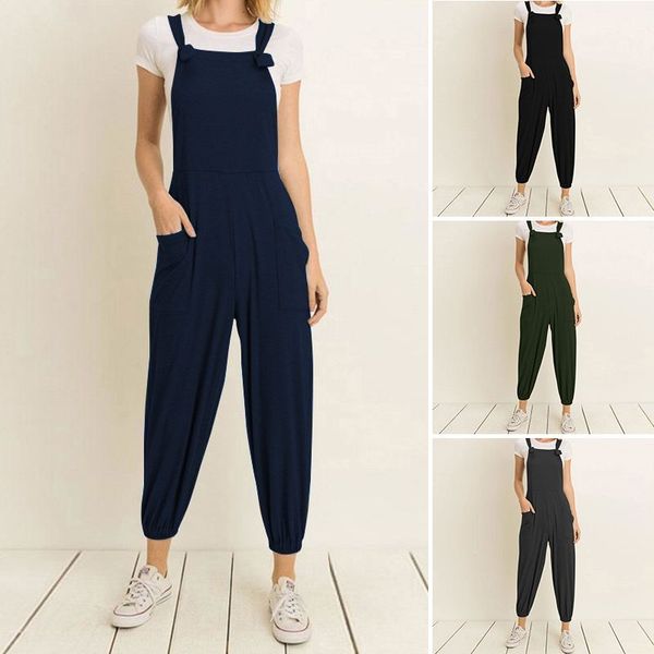 women's jumpsuits & rompers celmia 2021 vintage summer women sleeveless backless harem pants plus size overalls casual strap playsuits, Black;white
women's jumpsuits & rompers celmia 2021 vintage summer women sleeveless backless harem pants plus size overalls casual strap playsuits, Black;white