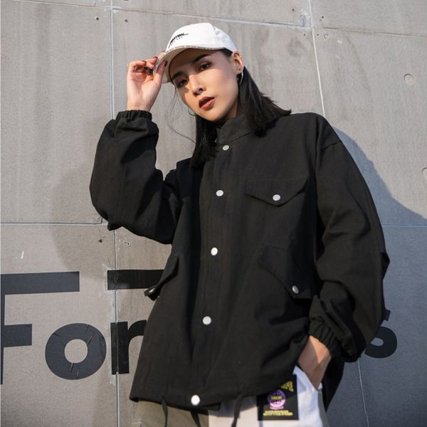 new chic harajuku streetwear solid zipper jacket fashion pockets jackets girls women student spring autumn outerwear clothing, Black;brown
new chic harajuku streetwear solid zipper jacket fashion pockets jackets girls women student spring autumn outerwear clothing, Black;brown