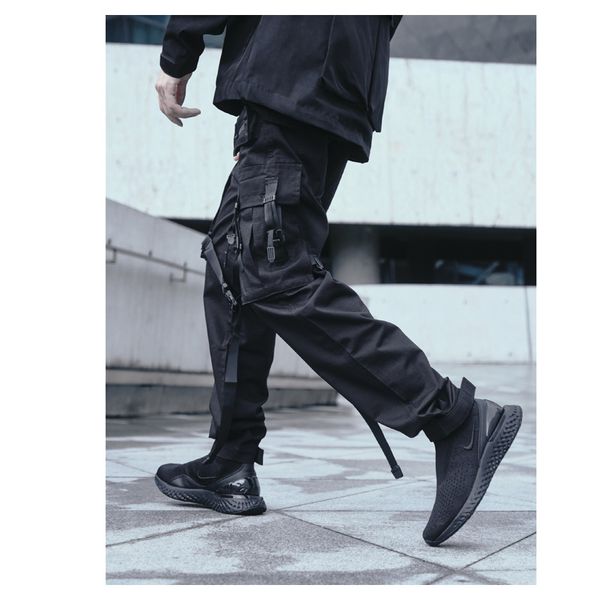 men's pants summer overalls men joggers chao brand multi-pocket thin dark functional hip-hop ribbon casual toe hip hop, Black
men's pants summer overalls men joggers chao brand multi-pocket thin dark functional hip-hop ribbon casual toe hip hop, Black