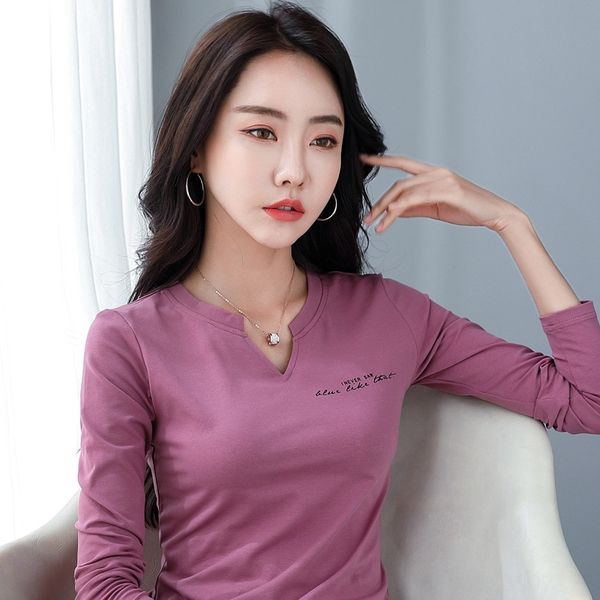 cotton v-neck long-sleeved t- t-shirt women's 2020 slim western style tight tie chicken collar base shirt, White
cotton v-neck long-sleeved t- t-shirt women's 2020 slim western style tight tie chicken collar base shirt, White