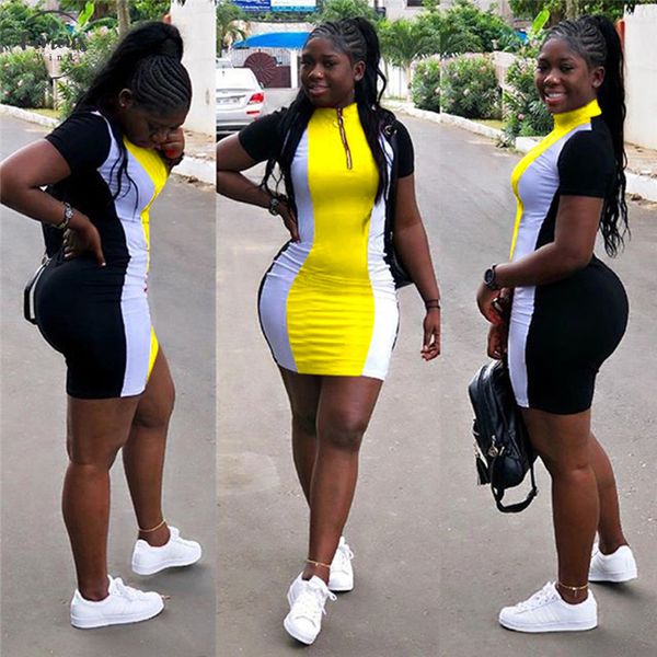 ladies summer women dress casual patchwork mini twill dress party streetwear front zipper stretch short sleeve slim bodycon dress, Black;gray
ladies summer women dress casual patchwork mini twill dress party streetwear front zipper stretch short sleeve slim bodycon dress, Black;gray
