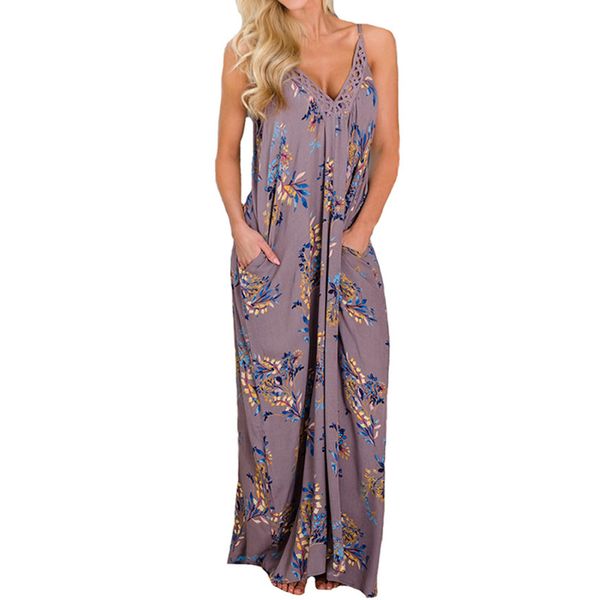 dress female 2018 fashion women's spaghetti strap floral print deep v neck pocket boho maxi long dress vestidos robe, Black;gray
dress female 2018 fashion women's spaghetti strap floral print deep v neck pocket boho maxi long dress vestidos robe, Black;gray