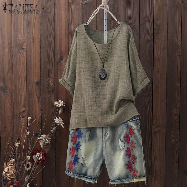 zanzea 2019 women solid tees-shirts summer casual o neck short sleeve shirt vintage loose blouse blusas tunic femininas, White
zanzea 2019 women solid tees-shirts summer casual o neck short sleeve shirt vintage loose blouse blusas tunic femininas, White