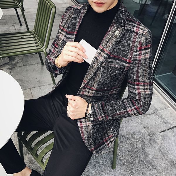 casual suit male slim korean version of the spring new wild grid men's small suit handsome british jacket trend, White;black
casual suit male slim korean version of the spring new wild grid men's small suit handsome british jacket trend, White;black