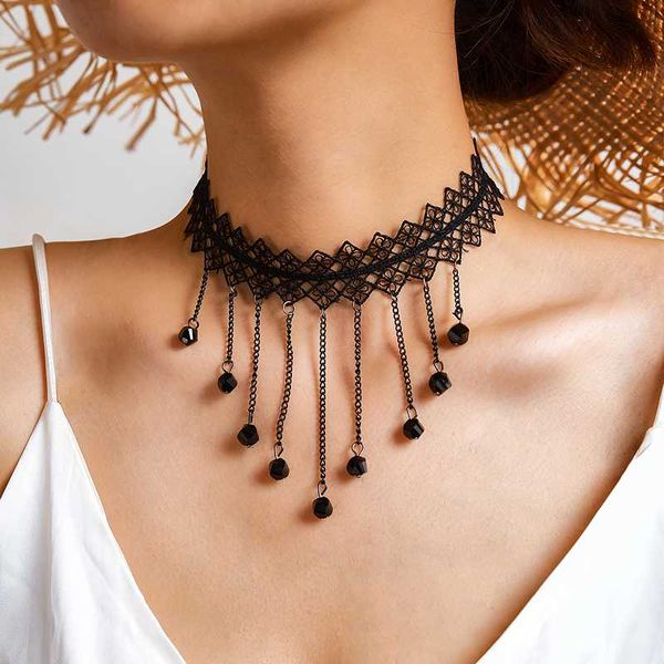 gothic black cubic lace chokers necklace for women chain tassel charm necklaces collares party masquerade jewelry 14533, Golden;silver
gothic black cubic lace chokers necklace for women chain tassel charm necklaces collares party masquerade jewelry 14533, Golden;silver