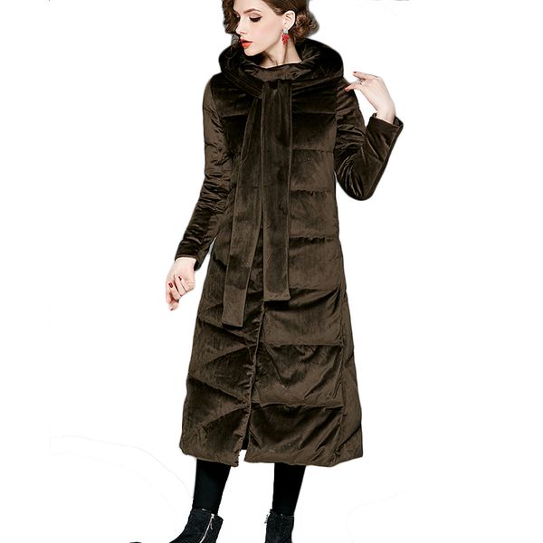 2019 winter women's long down coat 90% white duck down thick keep warm coat women velvet hooded bow, Black
2019 winter women's long down coat 90% white duck down thick keep warm coat women velvet hooded bow, Black