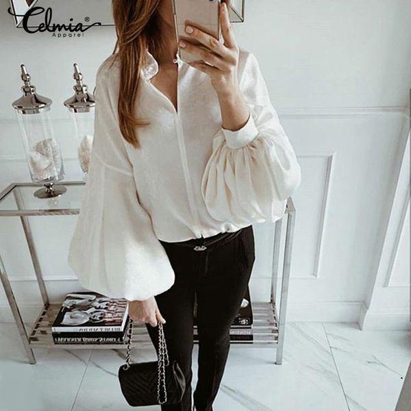 celmia fashion women blouse v neck lantern sleeve buttons office lady shirts casual white blusas feminina plus size 5xl
celmia fashion women blouse v neck lantern sleeve buttons office lady shirts casual white blusas feminina plus size 5xl