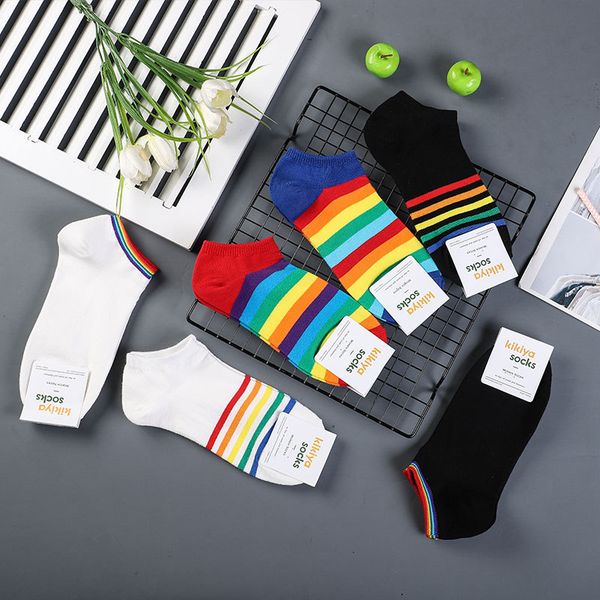 candy colored rainbow striped socks fashion street casual novelty women sock spring summer comfort breathable cotton short socks, Black;white
candy colored rainbow striped socks fashion street casual novelty women sock spring summer comfort breathable cotton short socks, Black;white