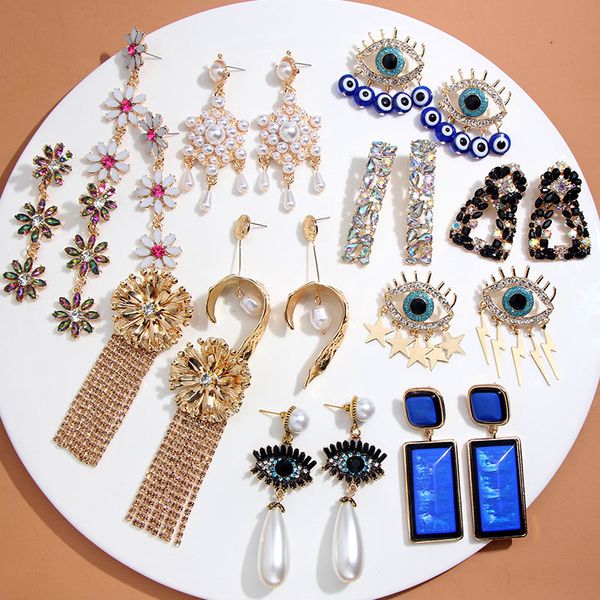 flatfoosie fashion crystal evil eyes drop earrings for women geometric bohemian tassel fringe flower dangle earring 2019 jewelry, Silver
flatfoosie fashion crystal evil eyes drop earrings for women geometric bohemian tassel fringe flower dangle earring 2019 jewelry, Silver