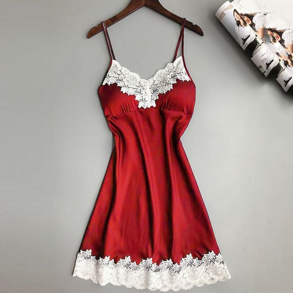 women nightdress mini dress soft comfortable satin lace sleepwear nightgown summer autumn sling v-neck camisola sexy#w, Black;white
women nightdress mini dress soft comfortable satin lace sleepwear nightgown summer autumn sling v-neck camisola sexy#w, Black;white