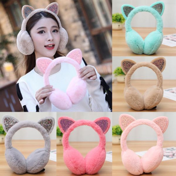 ladies girls winter plush ear pad glitter cat earmuffs headband warmer outdoor, Blue;gray
ladies girls winter plush ear pad glitter cat earmuffs headband warmer outdoor, Blue;gray
