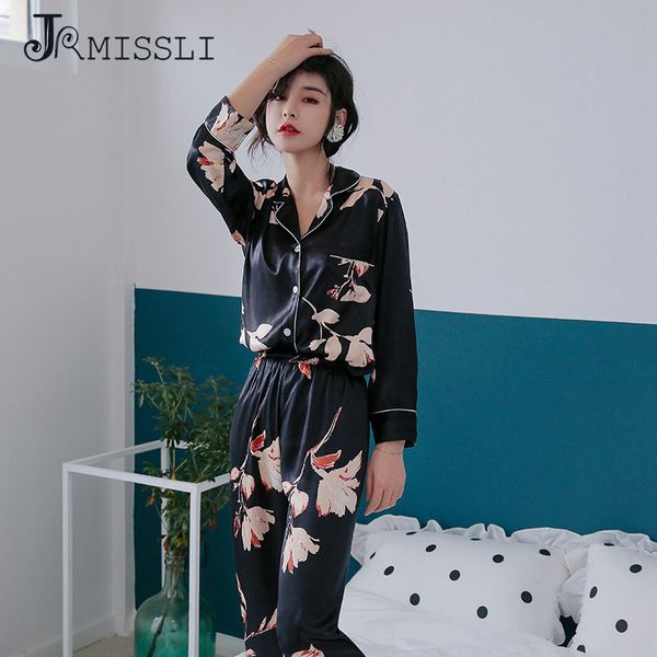 jrmissli pyjamas women silk sleepwear flower print satin women pajamas home wear 2 pieces sets casual nightwear, Blue;gray
jrmissli pyjamas women silk sleepwear flower print satin women pajamas home wear 2 pieces sets casual nightwear, Blue;gray