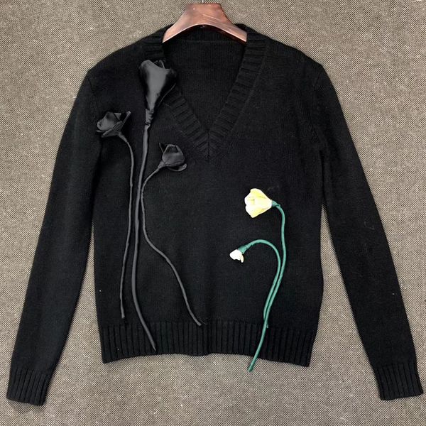 grand brand sweater 100% cashmere sweater women 2019 casual style women v-neck oversized with flower, White;black
grand brand sweater 100% cashmere sweater women 2019 casual style women v-neck oversized with flower, White;black