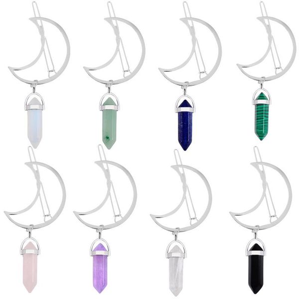 hairpin sweet gifts pins charm women's hexagonal prism quartz healing crystals natural stone crescent moon hair clips, Golden;silver
hairpin sweet gifts pins charm women's hexagonal prism quartz healing crystals natural stone crescent moon hair clips, Golden;silver