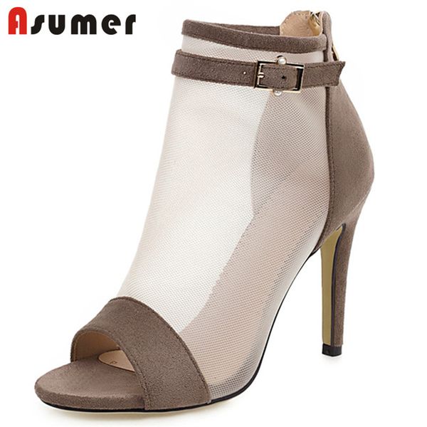 asumer 2020 big size 43 thin high heels dress party shoes women summer boots peep toe flock +mesh elegant ankle boots women, Black
asumer 2020 big size 43 thin high heels dress party shoes women summer boots peep toe flock +mesh elegant ankle boots women, Black