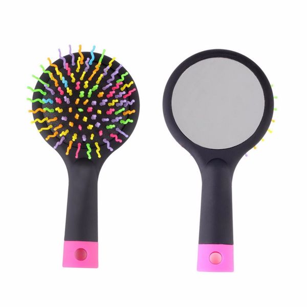2018 rainbow volume anti-static magic detangler hair curl straight massage comb brush styling tools with makeup mirror, Silver
2018 rainbow volume anti-static magic detangler hair curl straight massage comb brush styling tools with makeup mirror, Silver