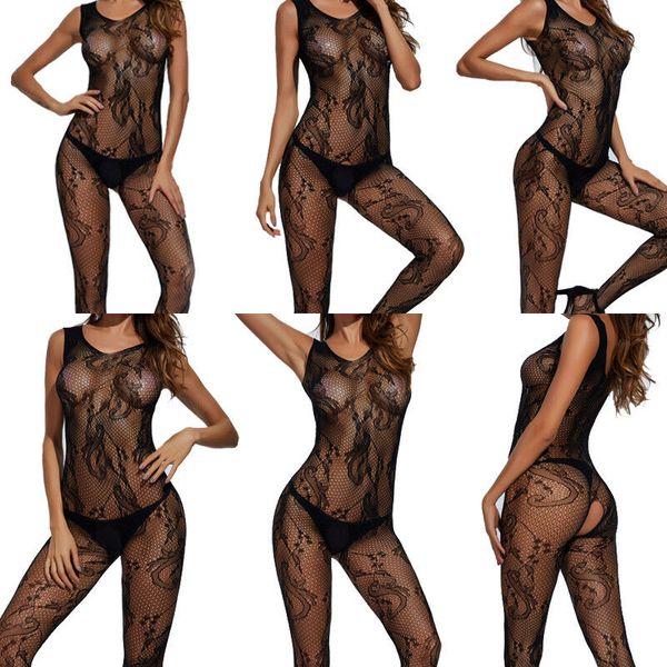 

Brand New Womens Stretchy Sexy Sleeveless Lingerie Lace Hollow Out Mesh Crotchless Full Body Stocking Bodysuit