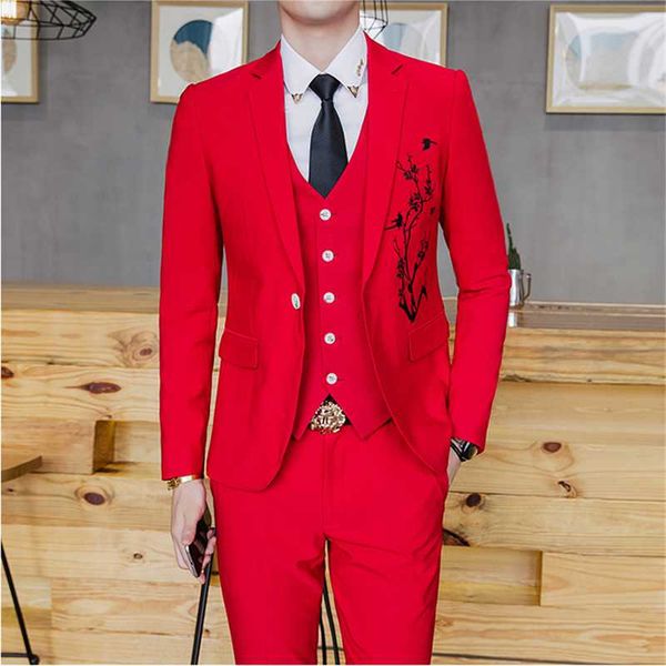 high-end embroidered print set, korean version of self-cultivation suit three-piece suit, men's wedding banquet dress, White;black
high-end embroidered print set, korean version of self-cultivation suit three-piece suit, men's wedding banquet dress, White;black