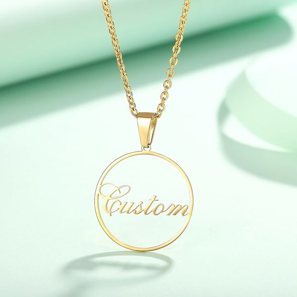 women's hollow coin circle pendant personalized name necklace any nameplated font wedding jewelry, Silver
women's hollow coin circle pendant personalized name necklace any nameplated font wedding jewelry, Silver