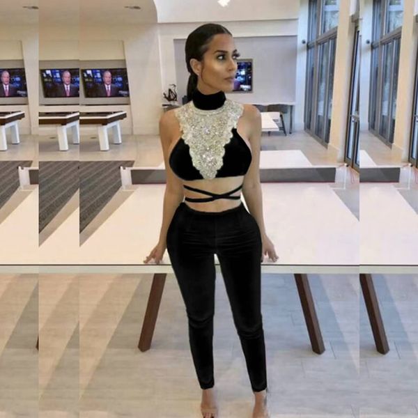2019 women black beading zipper bandage jumpsuit lace up solid diamand fashion celebrity bodycon sleeveless wholesale, Black;white
2019 women black beading zipper bandage jumpsuit lace up solid diamand fashion celebrity bodycon sleeveless wholesale, Black;white