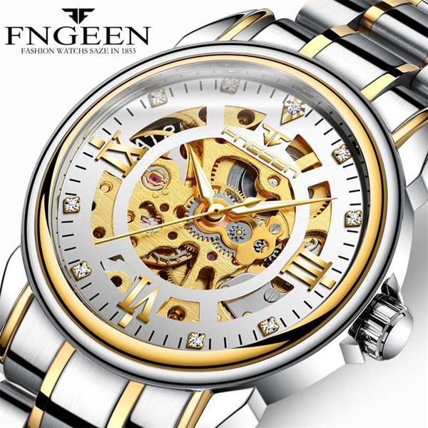 fngeen brand golden mechanical watch men fashion engraving dial steel skeleton clock automatic watches male diamond wristwatch, Slivery;brown
fngeen brand golden mechanical watch men fashion engraving dial steel skeleton clock automatic watches male diamond wristwatch, Slivery;brown
