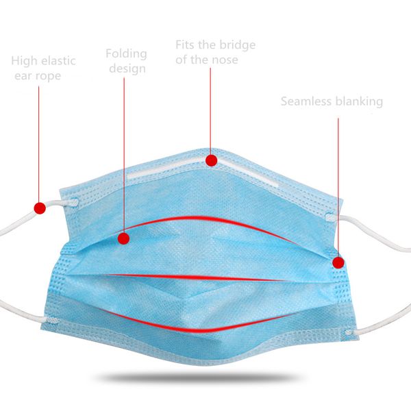 нетканые одноразовые маски для лица 3 слоя пылезащитная защита безопасность рабочие маски мужчины женщины тест домашняя чистка маски для лиц