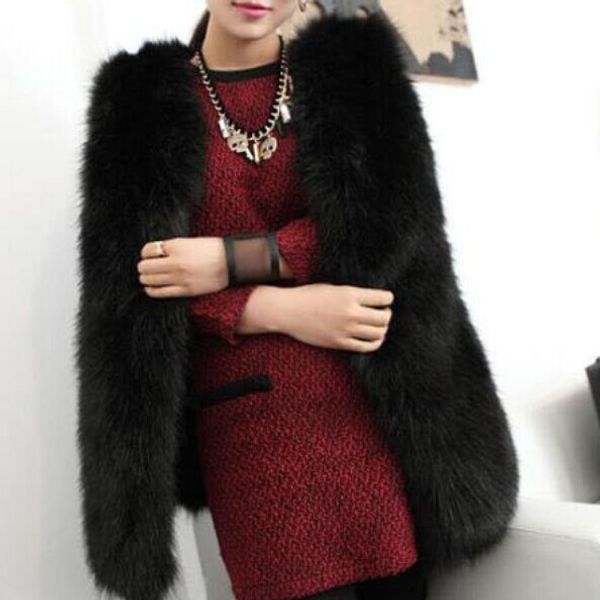 women vintage trendy faux fur gilet vest jacket mid-long outwear waistcoat, Black;white
women vintage trendy faux fur gilet vest jacket mid-long outwear waistcoat, Black;white