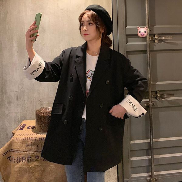 korean style 2019 women blazers and jackets chic chaqueta mujer oversize stitched black blazer feminina, White;black
korean style 2019 women blazers and jackets chic chaqueta mujer oversize stitched black blazer feminina, White;black